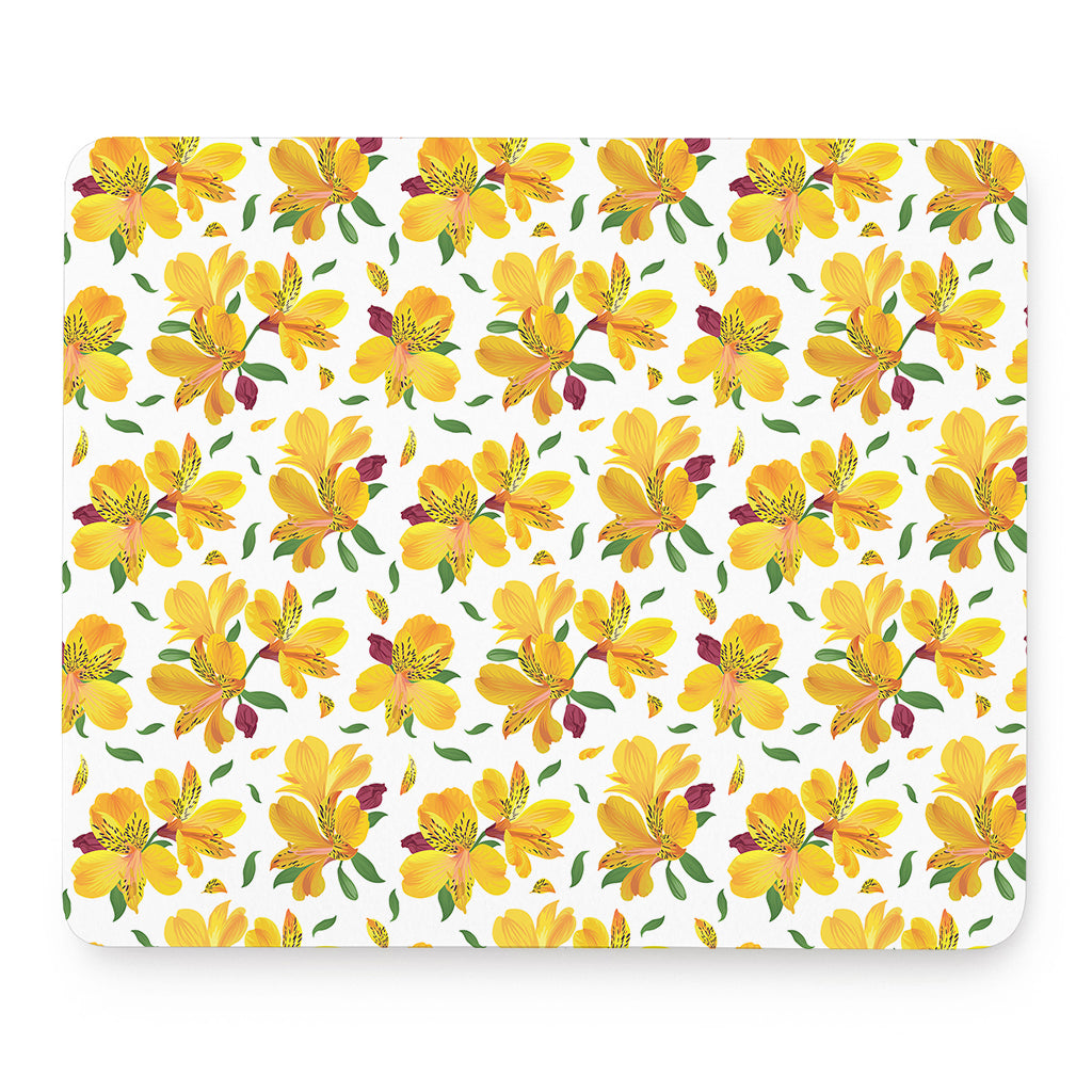 Yellow Alstroemeria Pattern Print Mouse Pad