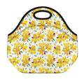 Yellow Alstroemeria Pattern Print Neoprene Lunch Bag