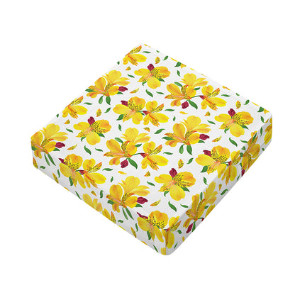 Yellow Alstroemeria Pattern Print Outdoor Seat Cushion Cover