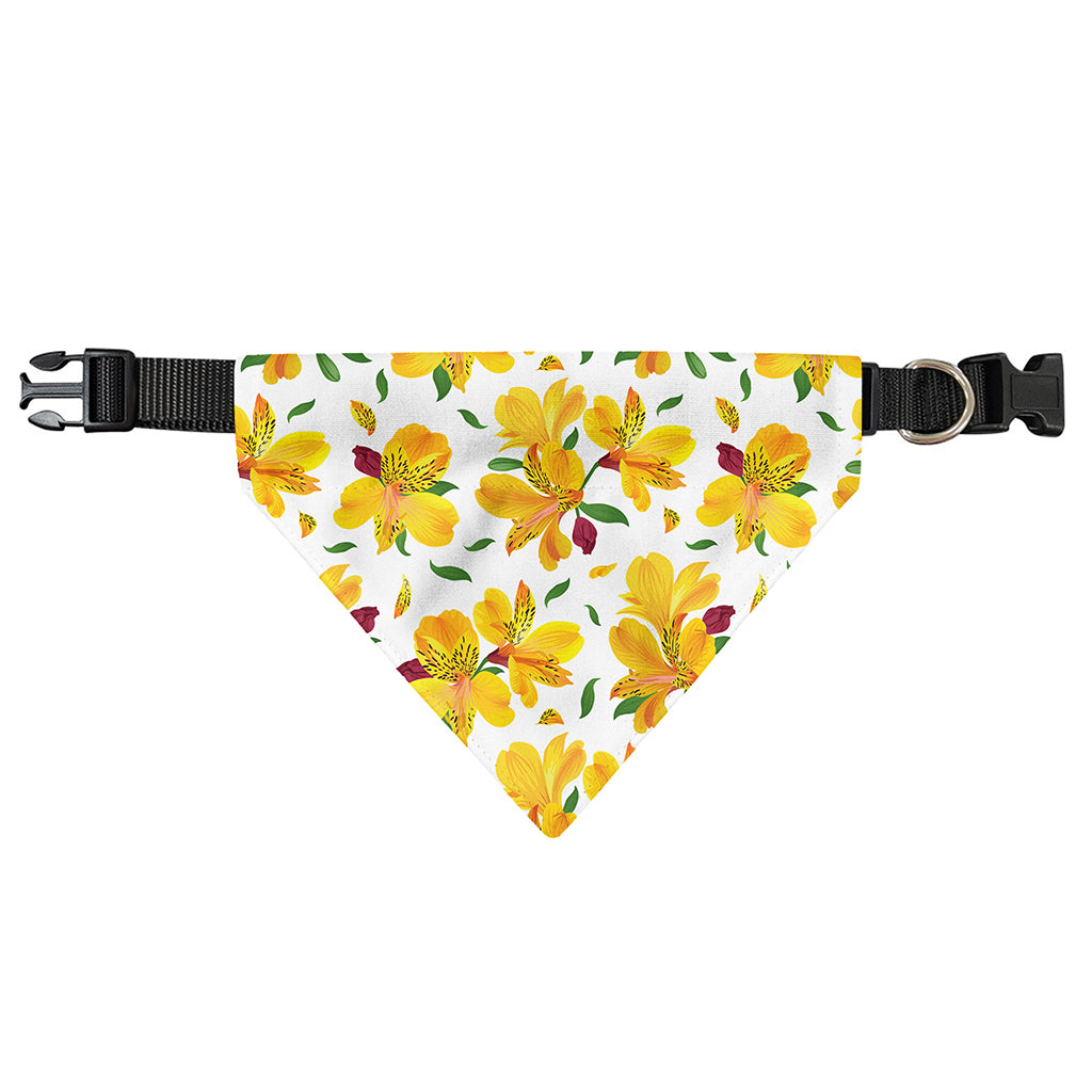Yellow Alstroemeria Pattern Print Over The Collar Dog Bandana