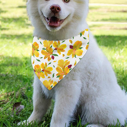 Yellow Alstroemeria Pattern Print Over The Collar Dog Bandana
