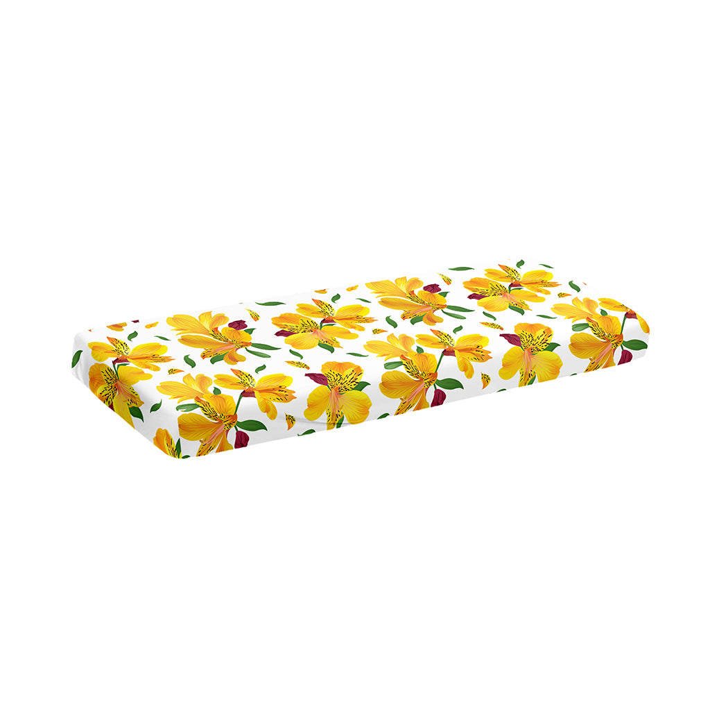 Yellow Alstroemeria Pattern Print Piano Keyboard Cover