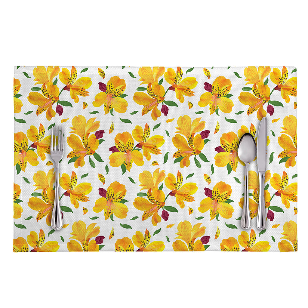 Yellow Alstroemeria Pattern Print Placemat