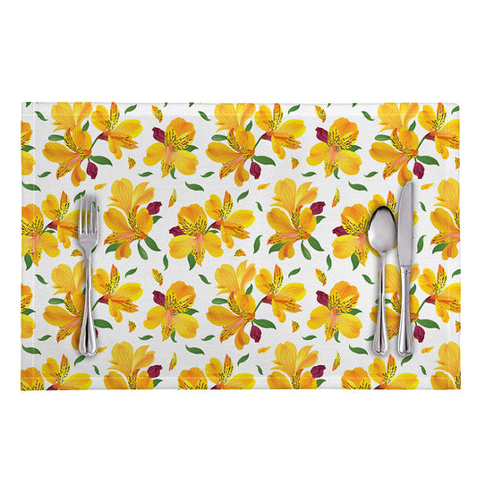 Yellow Alstroemeria Pattern Print Placemat