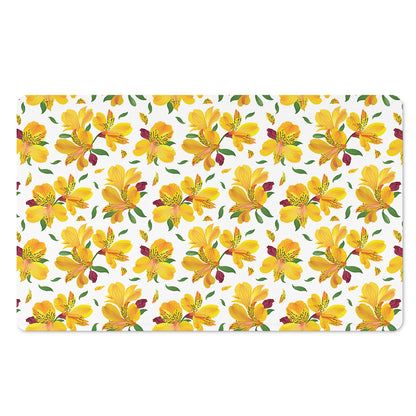 Yellow Alstroemeria Pattern Print Polyester Doormat