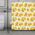 Yellow Alstroemeria Pattern Print Polyester Shower Curtain