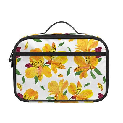 Yellow Alstroemeria Pattern Print Portable Lunch Bag