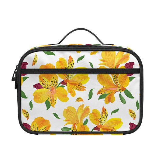 Yellow Alstroemeria Pattern Print Portable Lunch Bag