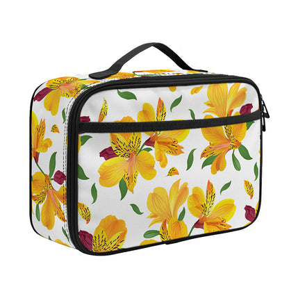 Yellow Alstroemeria Pattern Print Portable Lunch Bag
