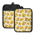 Yellow Alstroemeria Pattern Print Pot Holders With Pocket