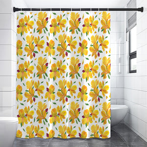 Yellow Alstroemeria Pattern Print Premium Shower Curtain