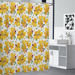 Yellow Alstroemeria Pattern Print Premium Shower Curtain