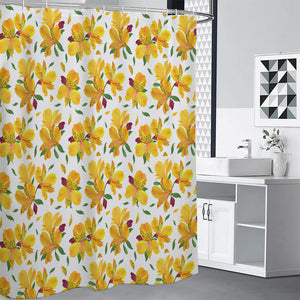 Yellow Alstroemeria Pattern Print Premium Shower Curtain