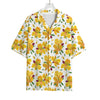 Yellow Alstroemeria Pattern Print Rayon Hawaiian Shirt