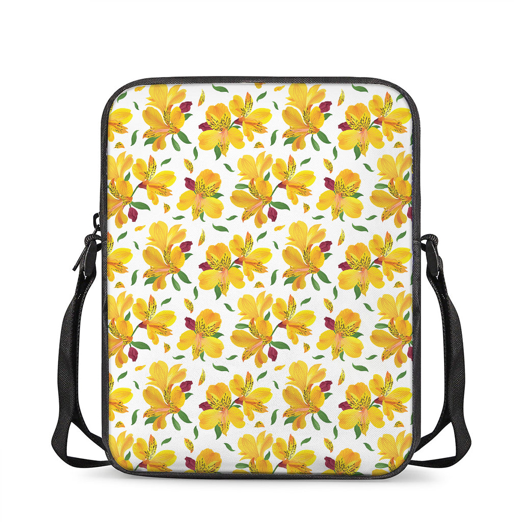 Yellow Alstroemeria Pattern Print Rectangular Crossbody Bag