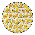Yellow Alstroemeria Pattern Print Round Floor Mat