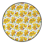 Yellow Alstroemeria Pattern Print Round Floor Mat