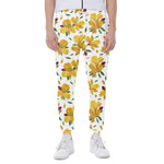 Yellow Alstroemeria Pattern Print Scuba Joggers