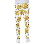 Yellow Alstroemeria Pattern Print Scuba Joggers