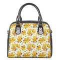 Yellow Alstroemeria Pattern Print Shoulder Handbag
