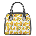 Yellow Alstroemeria Pattern Print Shoulder Handbag