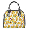 Yellow Alstroemeria Pattern Print Shoulder Handbag