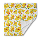 Yellow Alstroemeria Pattern Print Silk Bandana