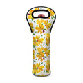 Yellow Alstroemeria Pattern Print Single Neoprene Wine Tote