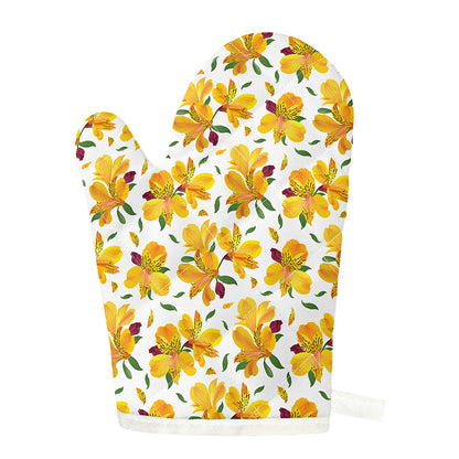 Yellow Alstroemeria Pattern Print Single Oven Mitt