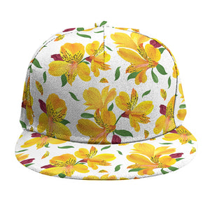 Yellow Alstroemeria Pattern Print Snapback Cap