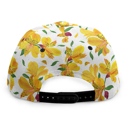 Yellow Alstroemeria Pattern Print Snapback Cap