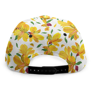 Yellow Alstroemeria Pattern Print Snapback Cap