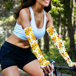 Yellow Alstroemeria Pattern Print Sun Protection Arm Sleeves