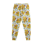 Yellow Alstroemeria Pattern Print Sweatpants