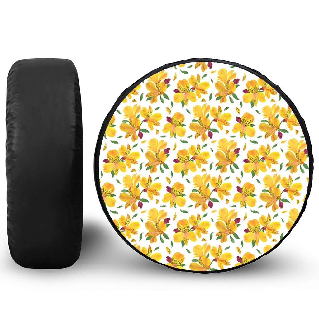 Yellow Alstroemeria Pattern Print Tire Cover