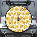 Yellow Alstroemeria Pattern Print Tire Cover With Camera Hole
