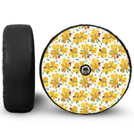 Yellow Alstroemeria Pattern Print Tire Cover With Camera Hole