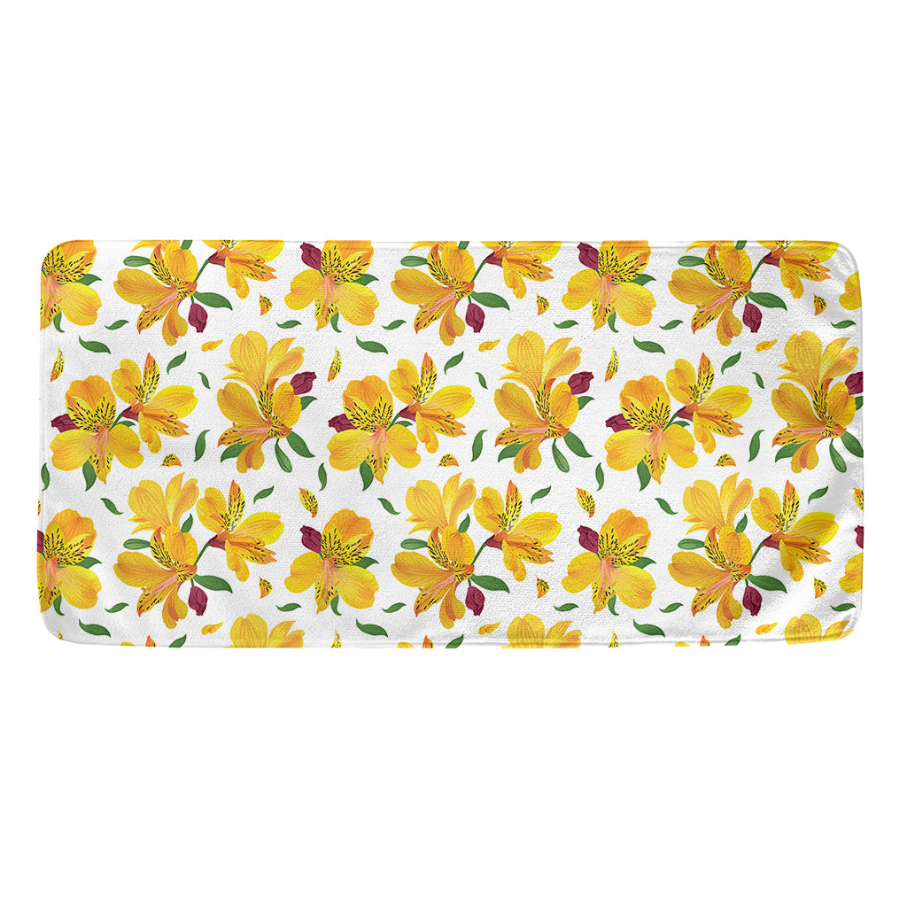 Yellow Alstroemeria Pattern Print Towel