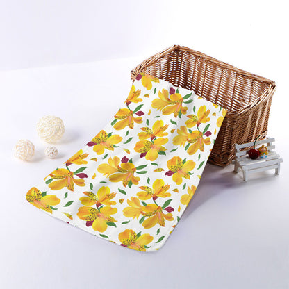 Yellow Alstroemeria Pattern Print Towel