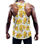 Yellow Alstroemeria Pattern Print Training Tank Top