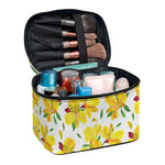 Yellow Alstroemeria Pattern Print Travel Makeup Bag
