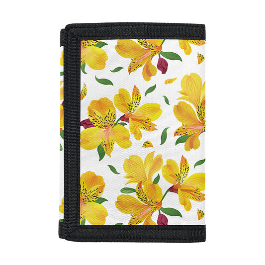 Yellow Alstroemeria Pattern Print Trifold Wallet