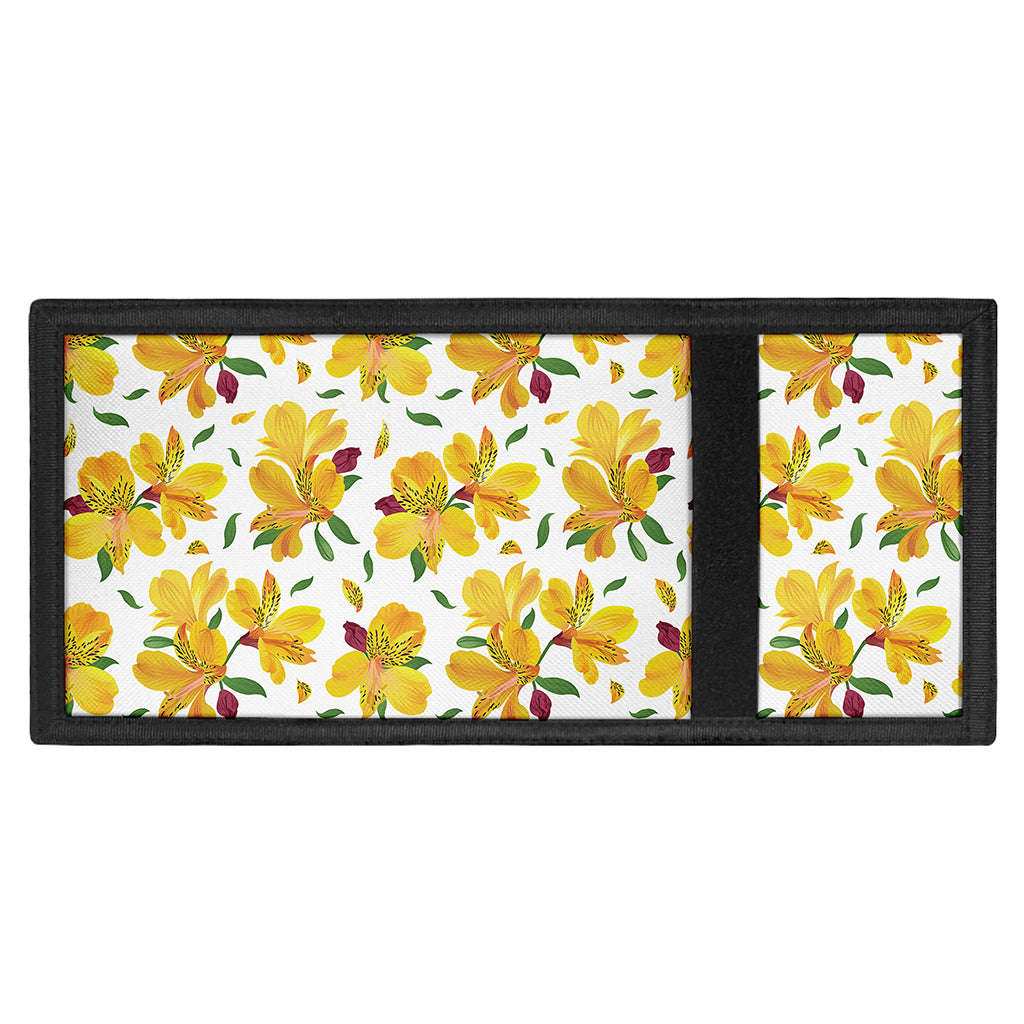 Yellow Alstroemeria Pattern Print Trifold Wallet