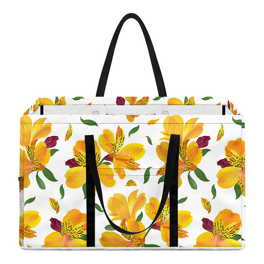 Yellow Alstroemeria Pattern Print Utility Tote Bag