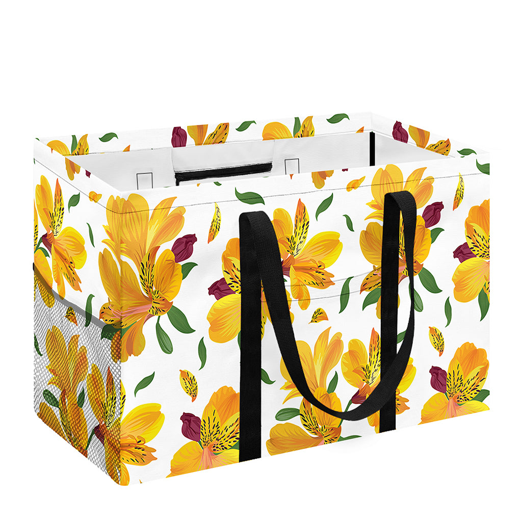 Yellow Alstroemeria Pattern Print Utility Tote Bag