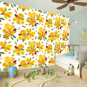 Yellow Alstroemeria Pattern Print Wall Sticker