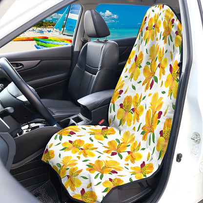 Yellow Alstroemeria Pattern Print Waterproof Car Seat Cover