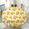 Yellow Alstroemeria Pattern Print Waterproof Round Tablecloth