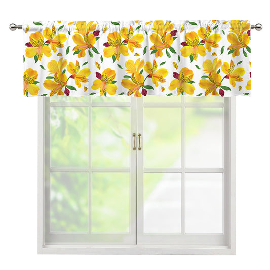 Yellow Alstroemeria Pattern Print Window Valance