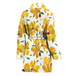 Yellow Alstroemeria Pattern Print Women's Bathrobe